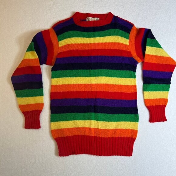 Vintage Rainbow Shetland Wool Made in Scotland Not Sized #1427 - Picture 3 of 10